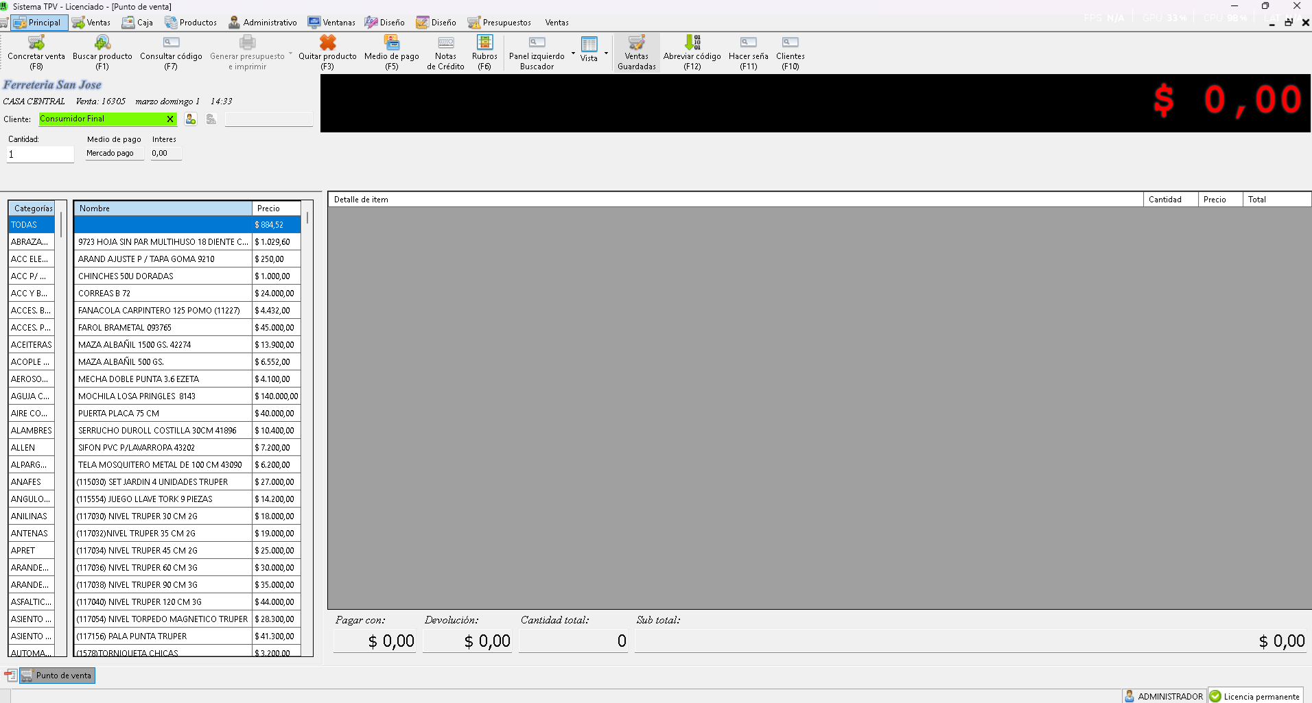 Terminal de Ventas Sistema TPV